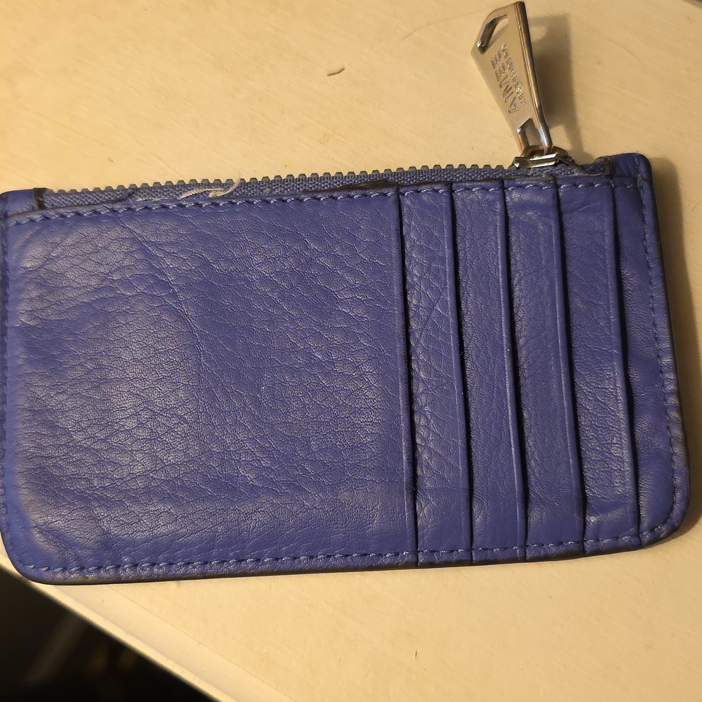 Aimee Kestenberg Purple Pebbled Leather Zip Card Case - Picture 2 of 4
